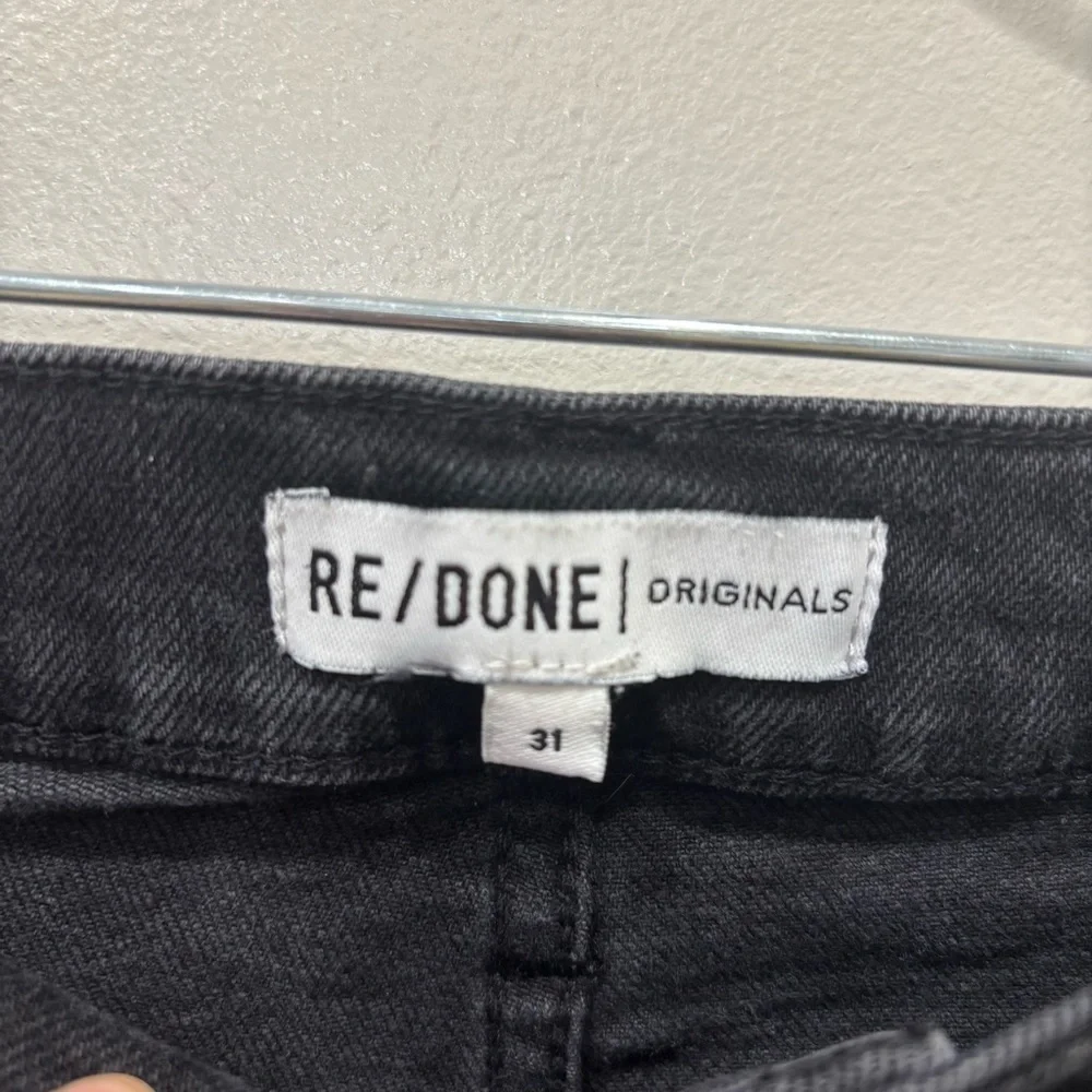 RE/DONE Straight Cropped Raw Hem Button Fly Faded Black Jeans Women’s Size 31